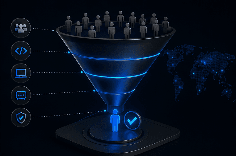 Pre-vetted developer filtering funnel