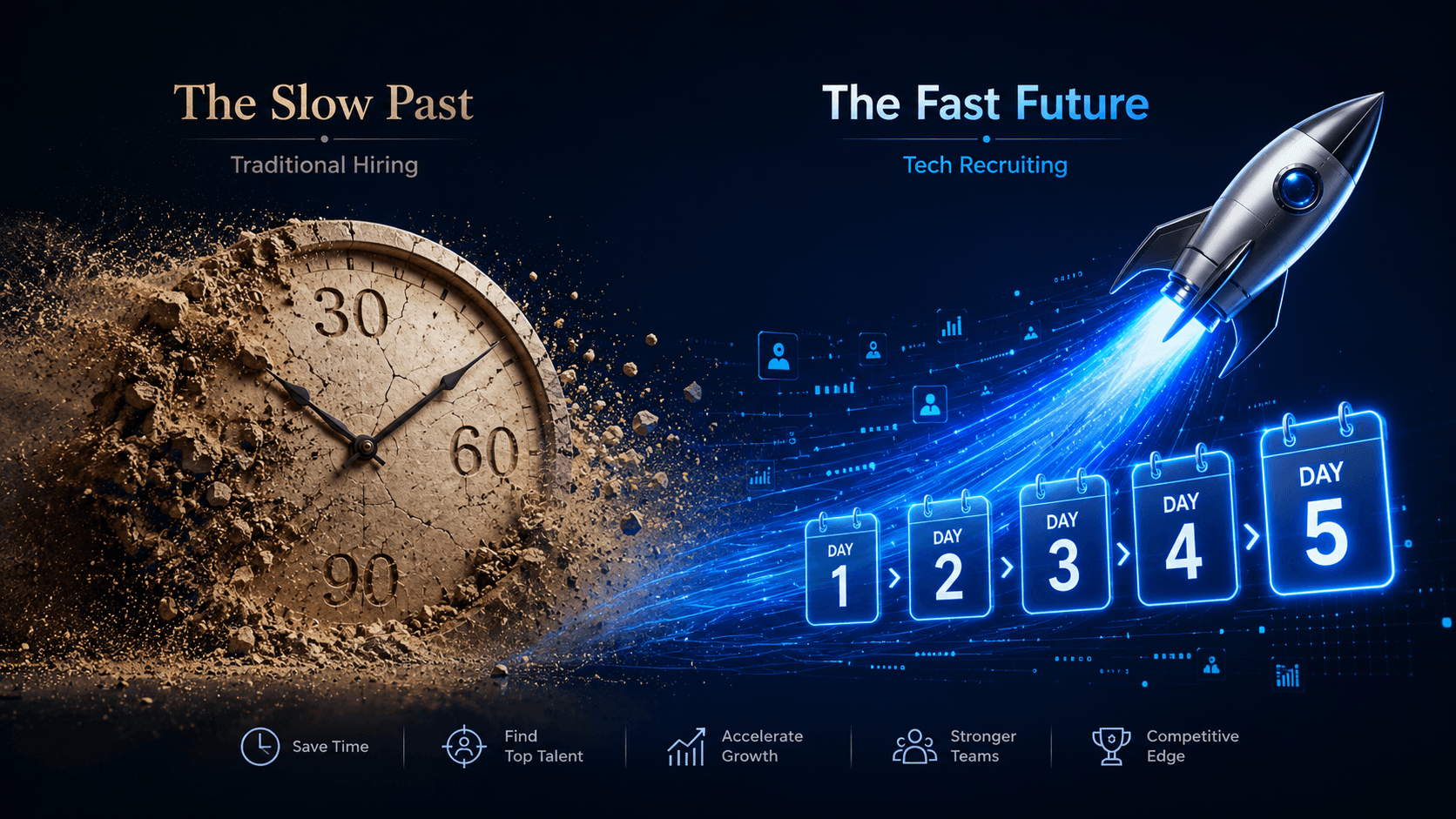 The slow past of traditional hiring versus the fast future of tech recruiting