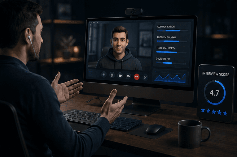 Recruiter video interview with remote developer candidate